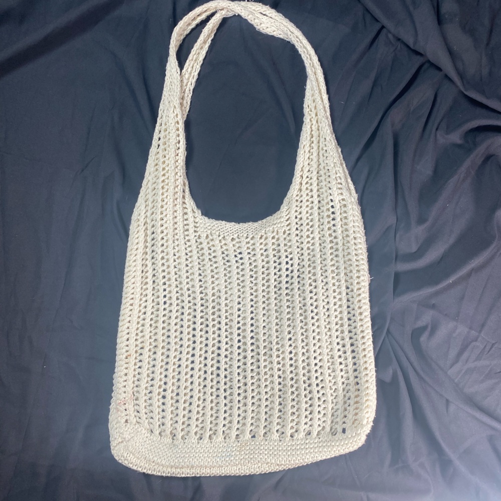 Chic Cream Knit Tote Bag